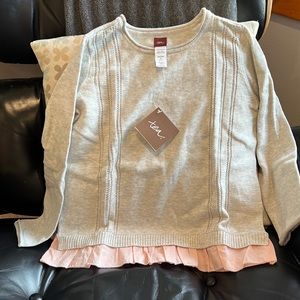 Gray & Pink Lightweight Sweater by Tea Collection - M 6 / 7 New with tags